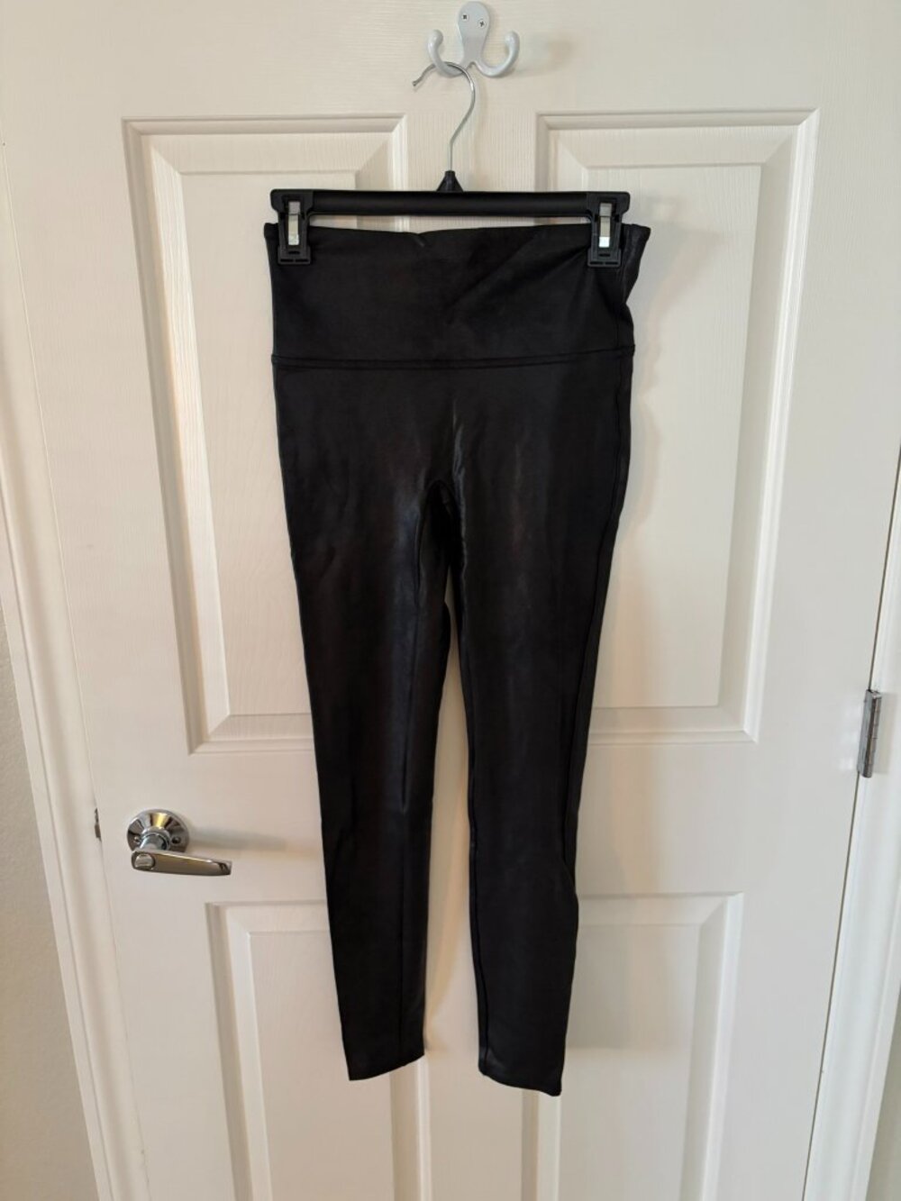 Spanx Faux Leather Leggings Black Size M High Waisted Shaping